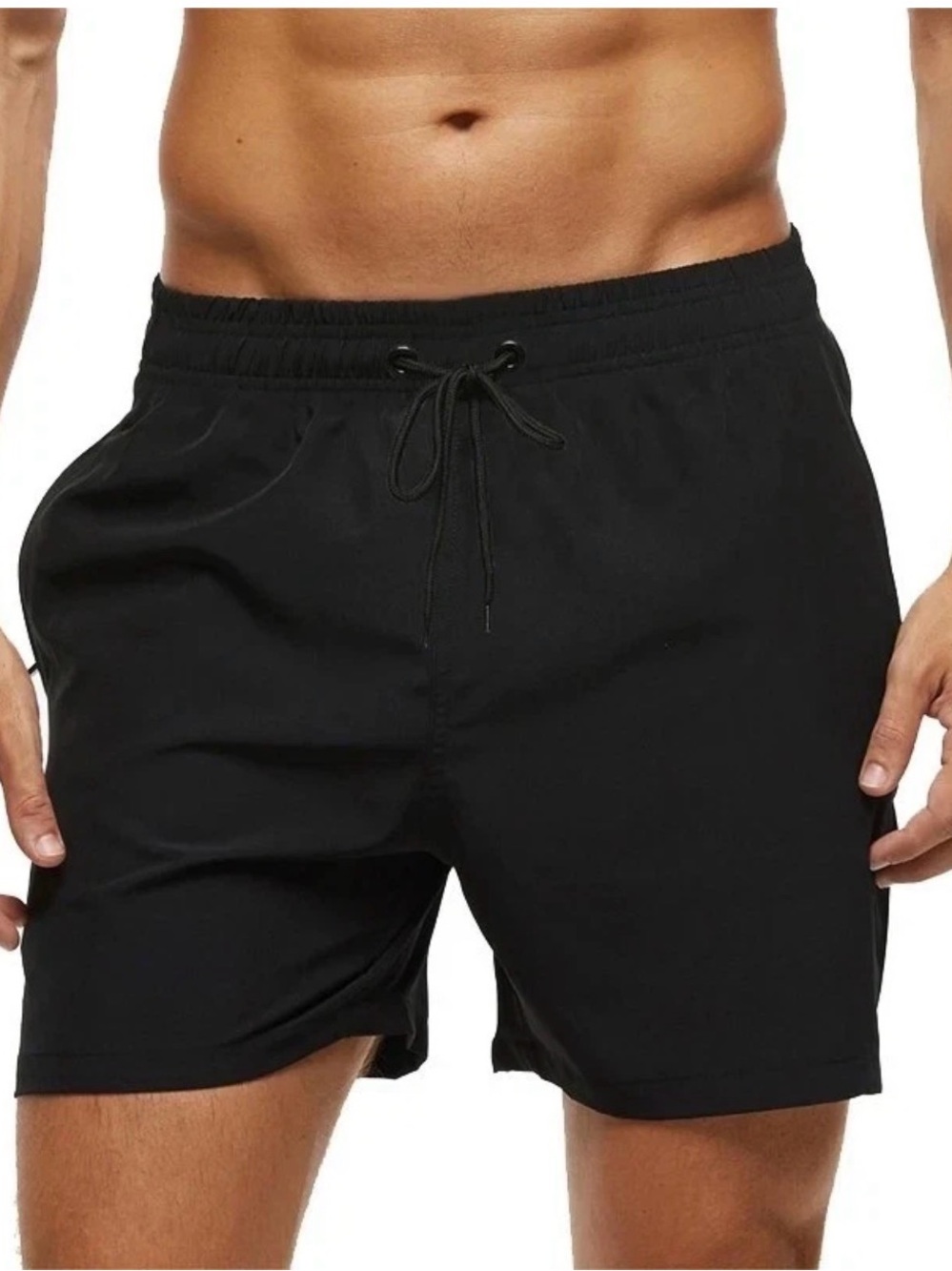 Nautica Mens Black Swim Trunks Classic Fit